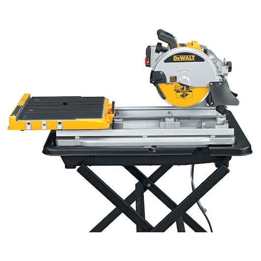 wet tile saw with its base table