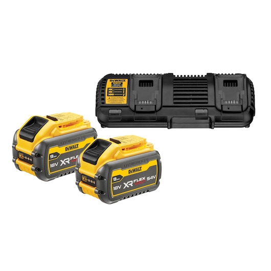 2 X R Flex volt 54 Volt and 18 Volt Lithium Ion 9 amp hour batteries kit.