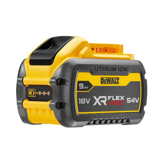 ¾ view of XR FLEXVOLT 9ah battery