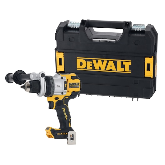 Kit including bare unit 18V XR Brushless Premium Hammer Drill Driver with side handle and storage case