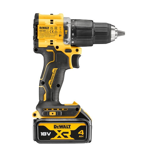 The limited edition 18V Brushless 100 year Hammer Drill Driver left side view