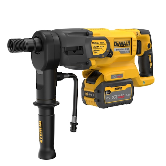 54V XR FLEXVOLT Diamond Drill with XR FLEXVOLT 9AH battery DCB547, front view