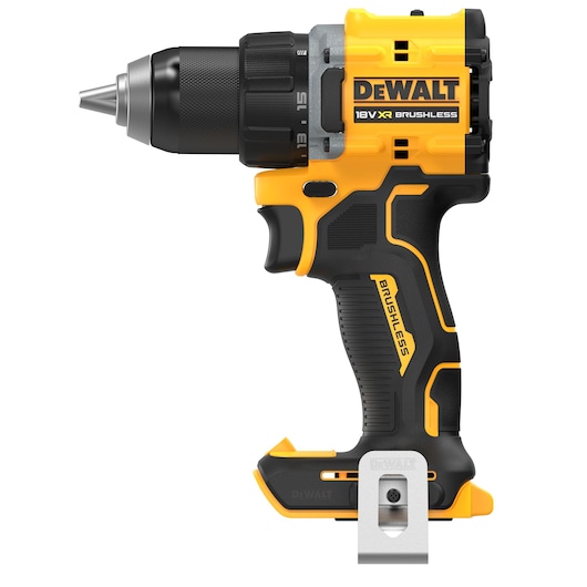 18V XR Brushless Compact Hammer Drill Driver bare unit side view