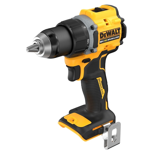 18V XR Brushless Compact Hammer Drill Driver bare unit 3/4 view