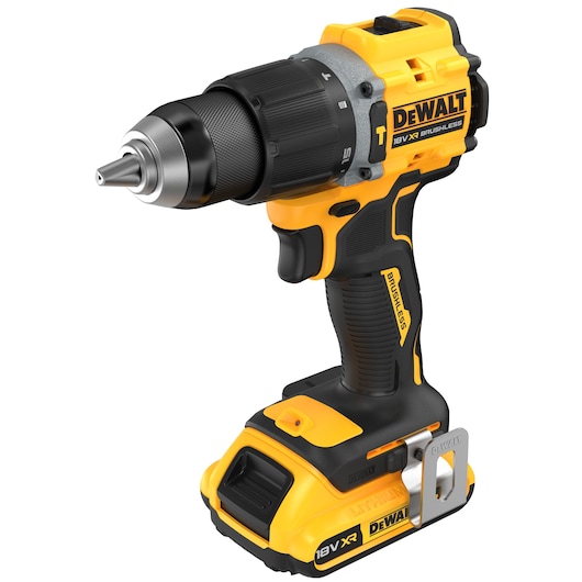 18V XR Brushless Compact Hammer Drill Driver with 18V 2Ah battery 3/4 view