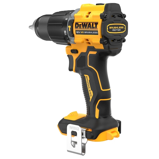 18V XR Brushless Compact Hammer Drill Driver bare unit 3/4 rear view