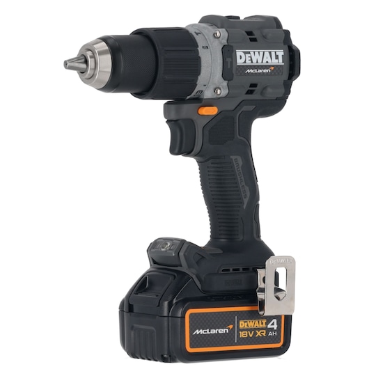 DEWALT/McLaren Drill Driver with 18V XR 4Ah battery 3/4 view