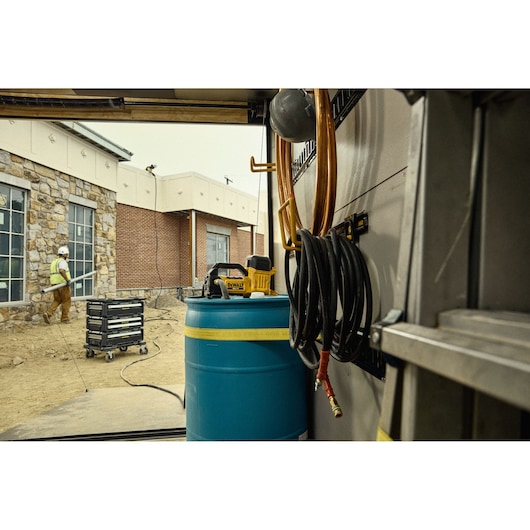 DEWALT 18V XR Transfer Pump in works truck on job site