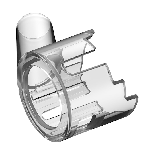 18V XR Cut-Out tool, close up of the dust adaptor