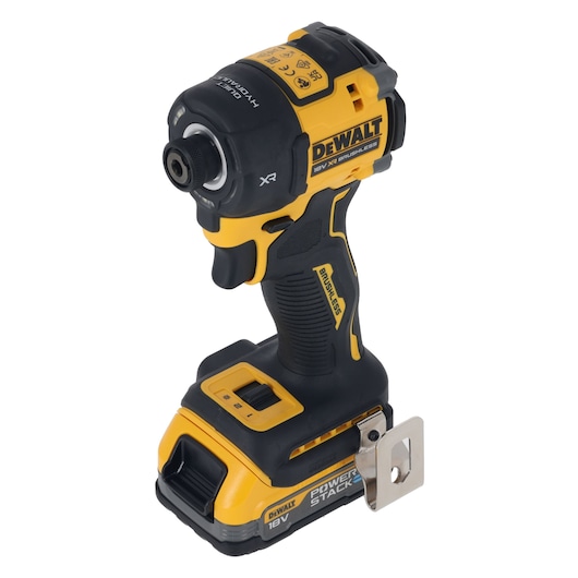 Front view of 18V XR Brushless Impact Driver with Powerstack battery
