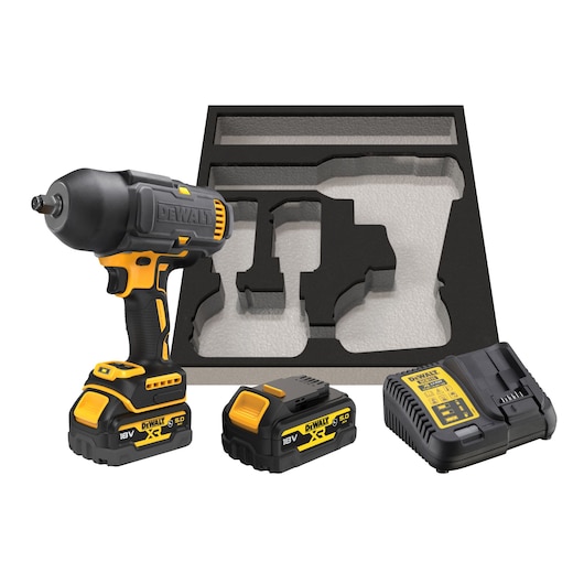 18V XR IMPACT WRENCH WITH 2 5AH G-CLASS BATTERIES, CHARGER AND FOAM TRAY