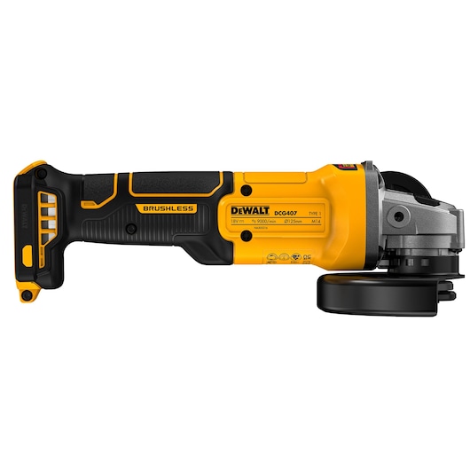 DEWALT 18V XR Brushless Angle Grinder view from left side