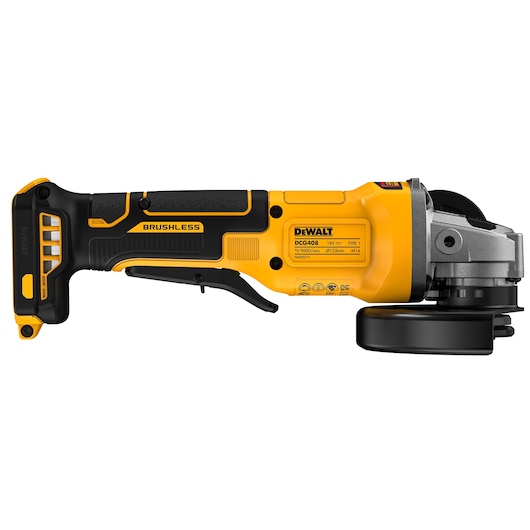DEWALT 18V XR Brushless Angle Grinder view from left side