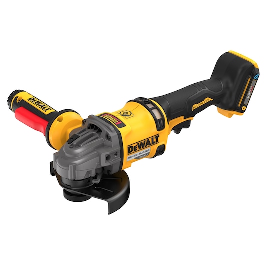 54V Brushless Flexvolt Angle Grinder bare unit with Side Handle Detect Grinder 3/4 view