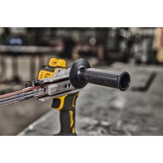 Close view of side handle on 18V XR Band File