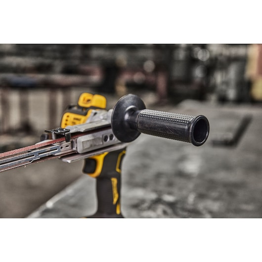 Close view of side handle on 18V XR Band File