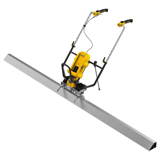 Angled view of Powershift Screed with L shaped beam and stand