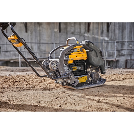 Close view of Powershift Plate Compactor on a construction site