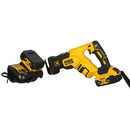 18V XR Brushless Reciprocating Saw, x2 5.0Ah batteries and DCB1104 charger