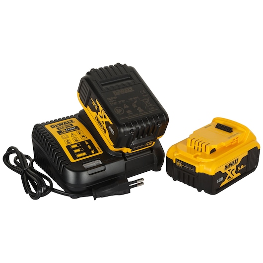 x2 5.0Ah 18V XR batteries and DCB1104 charger, part of DCS367P2