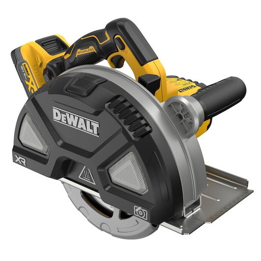 XR metal cutting circular saw with Powerstack 5.0AH battery, at an angle