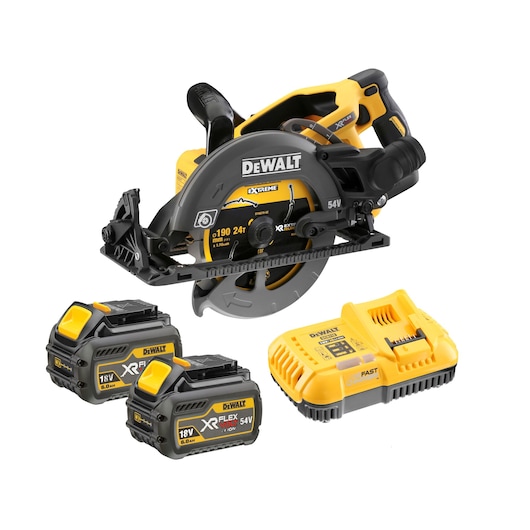 54V XR FLEXVOLT 190 mm High Torque Circular Saw - 2 x 6Ah