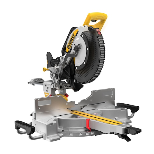 DEWALT 18V XR 305mm Slide Mitre Saw bare unit view from rear
