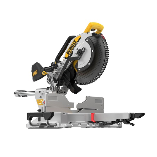 DEWALT 18V XR 305mm Slide Mitre Saw with 18v 8Ah battery ¾ view