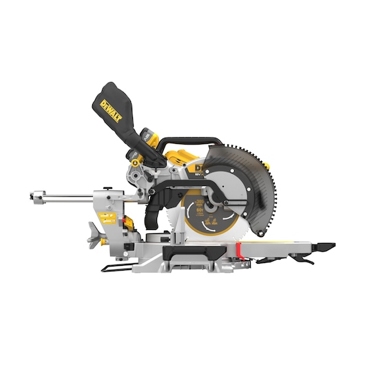 DEWALT 18V XR 305mm Slide Mitre Saw with 18v 8Ah battery side left view
