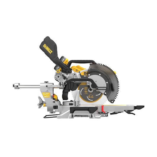 DEWALT 18V XR 305mm Slide Mitre Saw with 18v 8Ah battery side left view