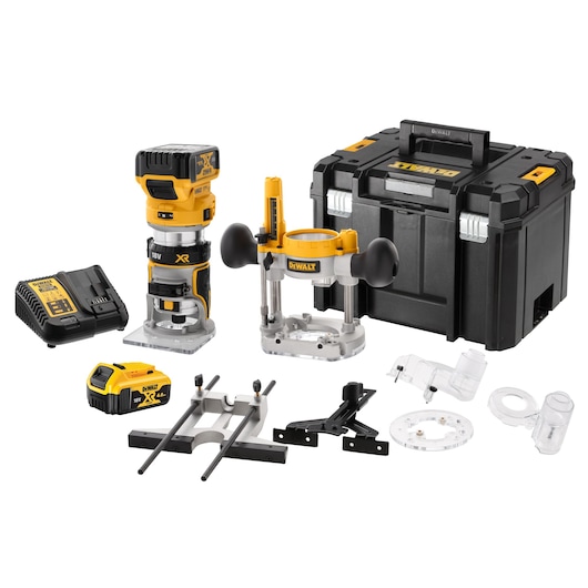 18V XR® Brushless 8mm 1/4" Plunge Router - 2 x 5Ah