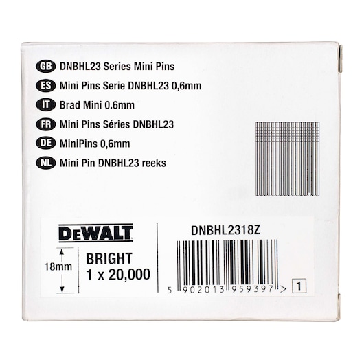 0.6mm x 18mm Mini Pin Galvanizado (20000 pcs.)