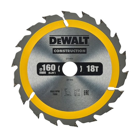 160mm x 20mm 18T Construction Circular Saw Blade