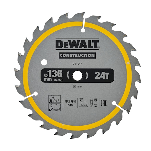 136mm x 10mm 24T Construction Framing Circular Saw Blade