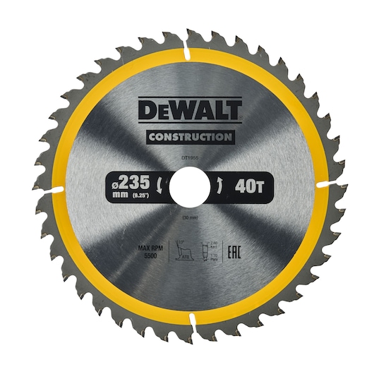 235mm x 30mm 40T Construction Circular Saw Blade