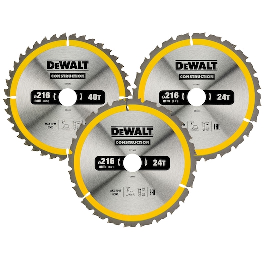 216mm x 30mm Construction Circular Saw Blade (3 Pk)