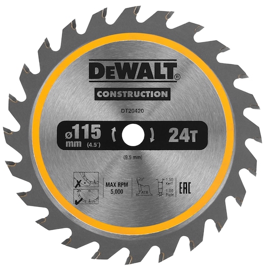 115mm x 9.5mm 24T Construction Circular Saw Blade