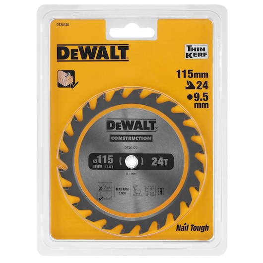 115mm x 9.5mm 24T Construction Circular Saw Blade