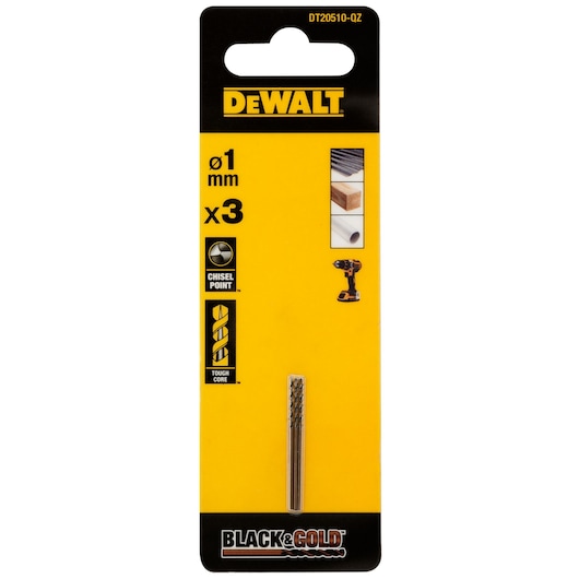 BLACK & GOLD 1mm HSS Drill Bit (3 Pk)