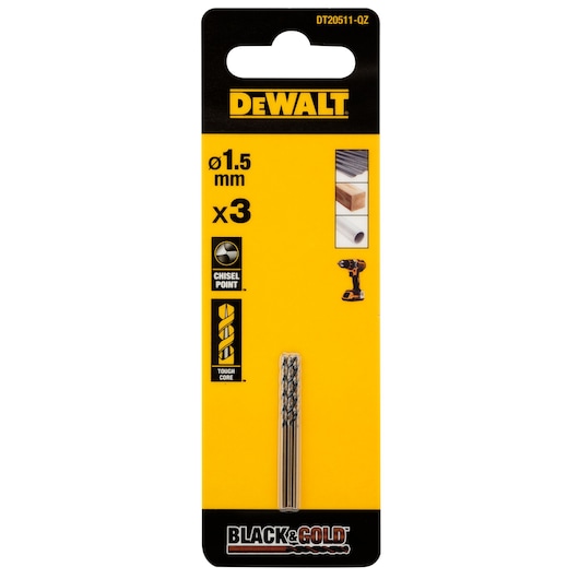 BLACK & GOLD 1.5mm HSS Drill Bit (3 Pk)