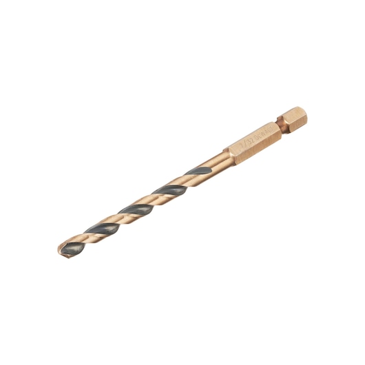 5.0 mm Black and Gold  Impact Ready Hex Shank Drill bit on angle