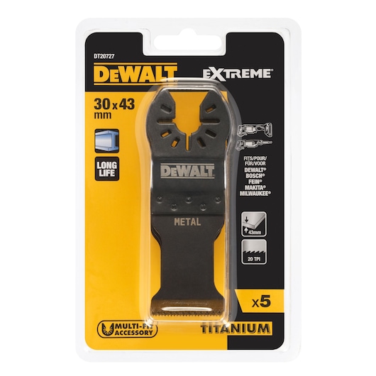 Front view of DEWALT Extreme 30 X 43mm x5 Multi-Fit Accessory in Pack