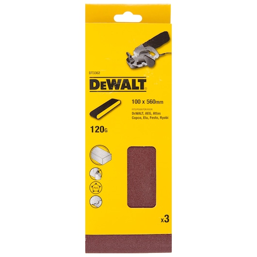 100mm x 560mm 120P Multi-Purpose Sanding Belt (3 Pk)