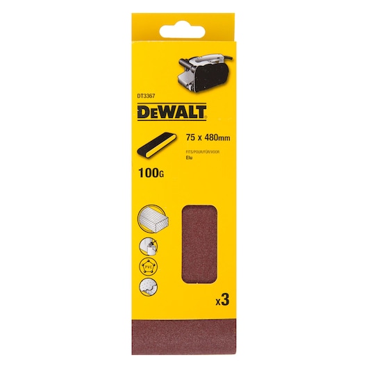 75mm x 480mm 100P Multi-Purpose Sanding Belt (3 Pk)