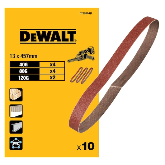 Sanding belt with front pack for mixed set of sanding belts