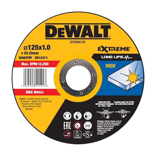 EXTREME® 125mm x 1mm x 22.23mm Bonded Abrasive Inox Cutting Disc
