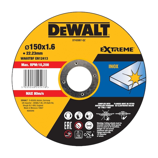 EXTREME® 150mm x 1.6mm x 22.23mm Bonded Abrasive Inox Cutting Disc