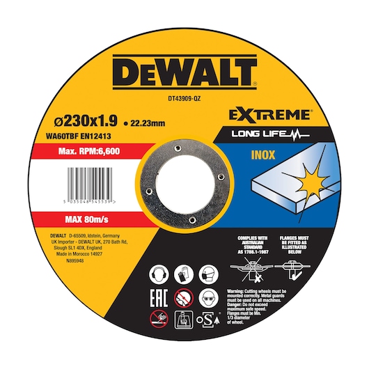 EXTREME® 230mm x 2mm x 22.23mm Bonded Abrasive Inox Cutting Disc