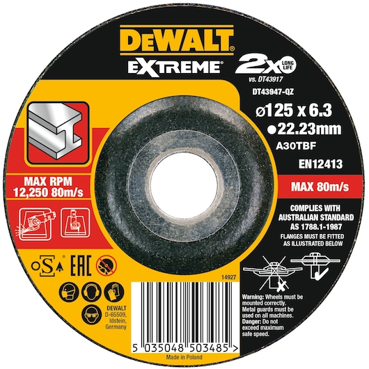 EXTREME® BONDED DISC GRINDING 125MM X 6.3MM X 22.23MM
