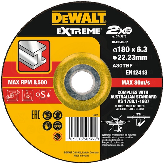 EXTREME® BONDED DISC GRINDING 180MM X 6.3MM X 22.23MM